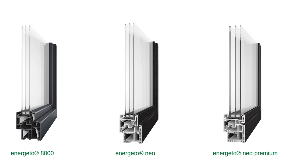 Okna v preseku - model Energeto 8000, Energeto Neo in Energeto Neo Premium